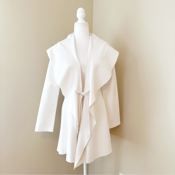 Luii Jackets & Blazers - Luii Tie Front Oversized Collar Long Sleeve White Jacket - Medium